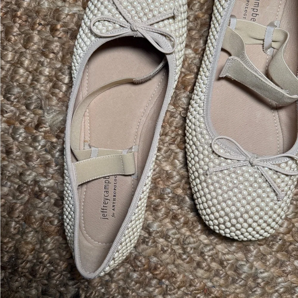 Jeffrey Campbell Pearl Embellished Ballet Flats - Cream/Nude - Size 11 - Picture 4 of 4